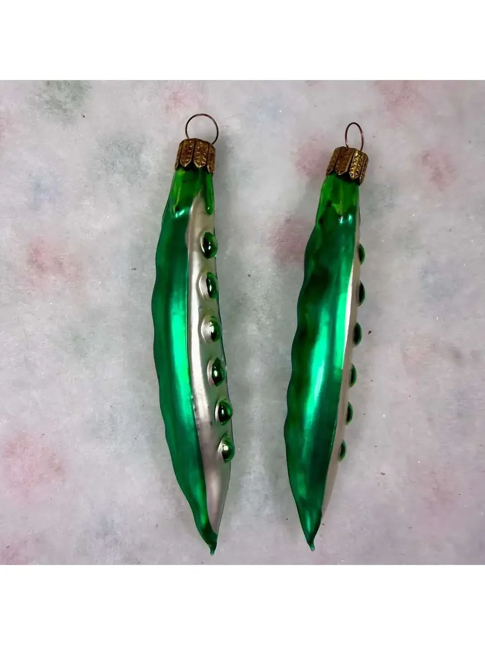 Pea Pods Blown Glass Ornaments by Smith & Hawken - Set of 2